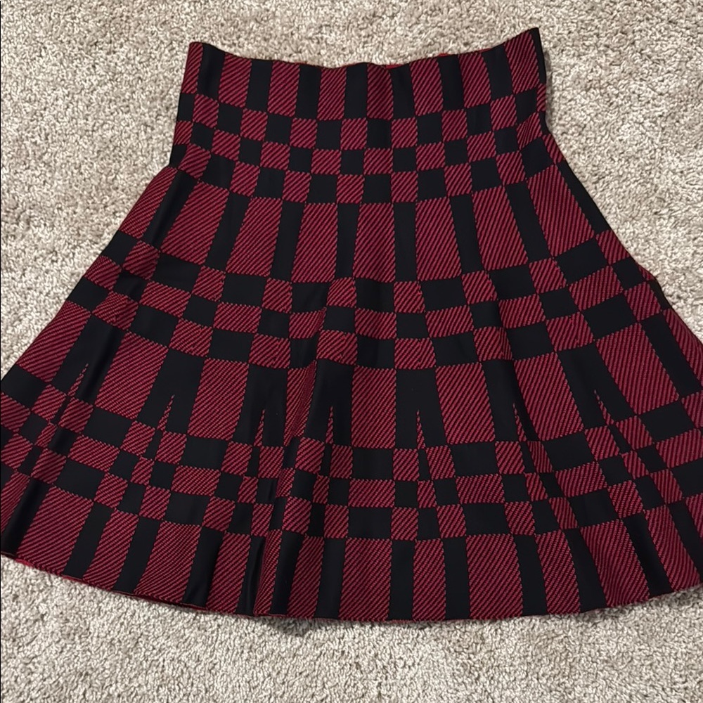 Stylish Red and Black Checkered Skirt
